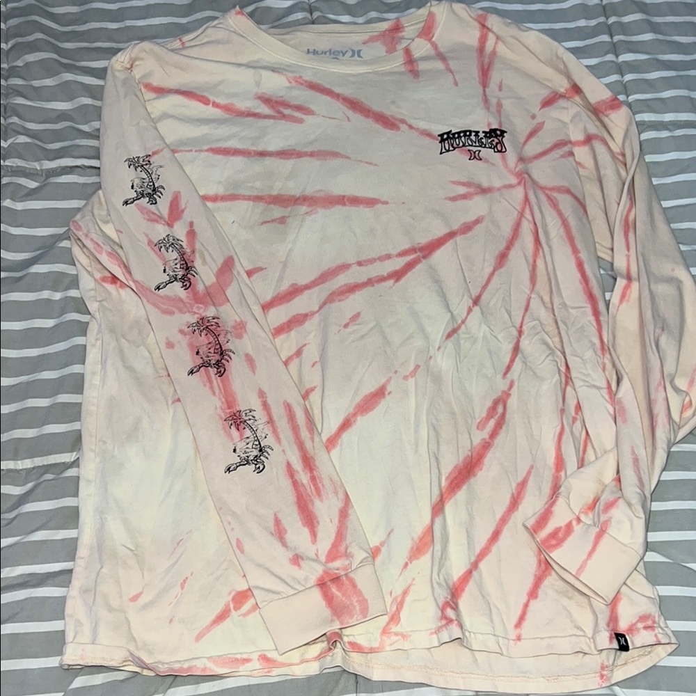 Hurley Men's Pink Tie-Dye Long Sleeve Tee